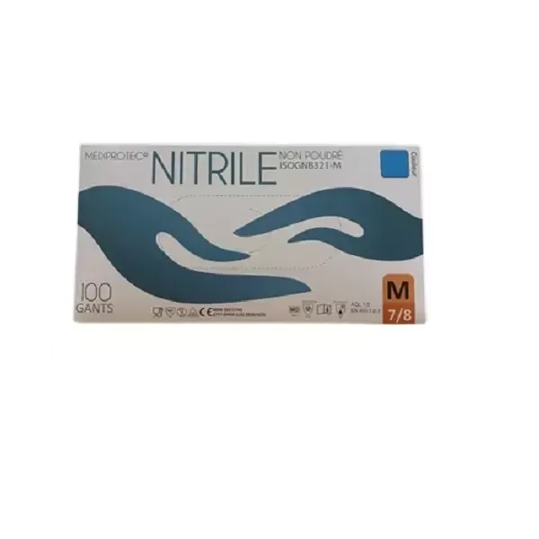 GANT NITRILE BLEU NON POUDRE MOYEN (7/8)