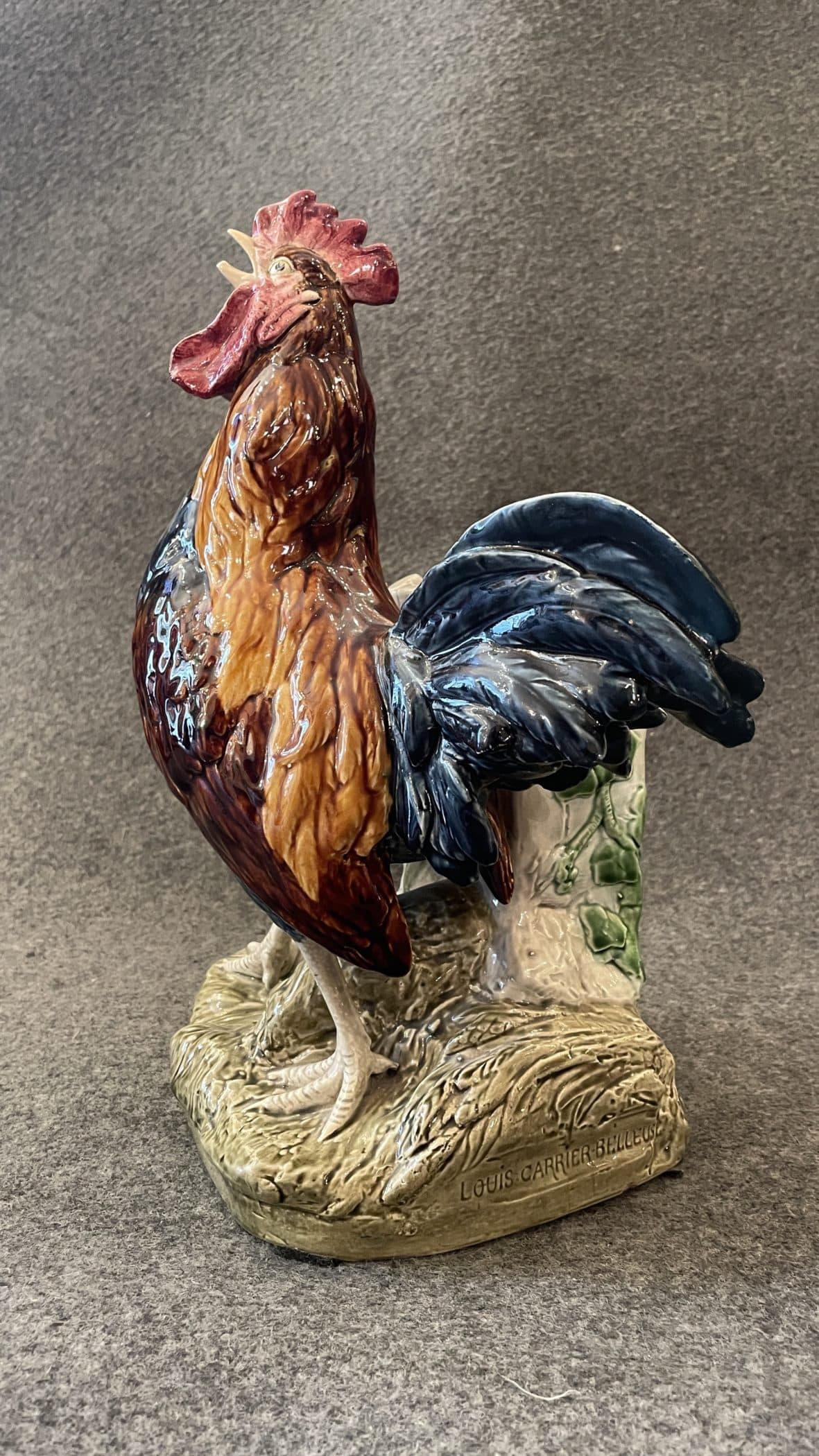 Coq en faïence signé Louis Carrier-Belleuse (1848 – 1913) pour la Manufacture de Choisy-le-Roi – Image 9