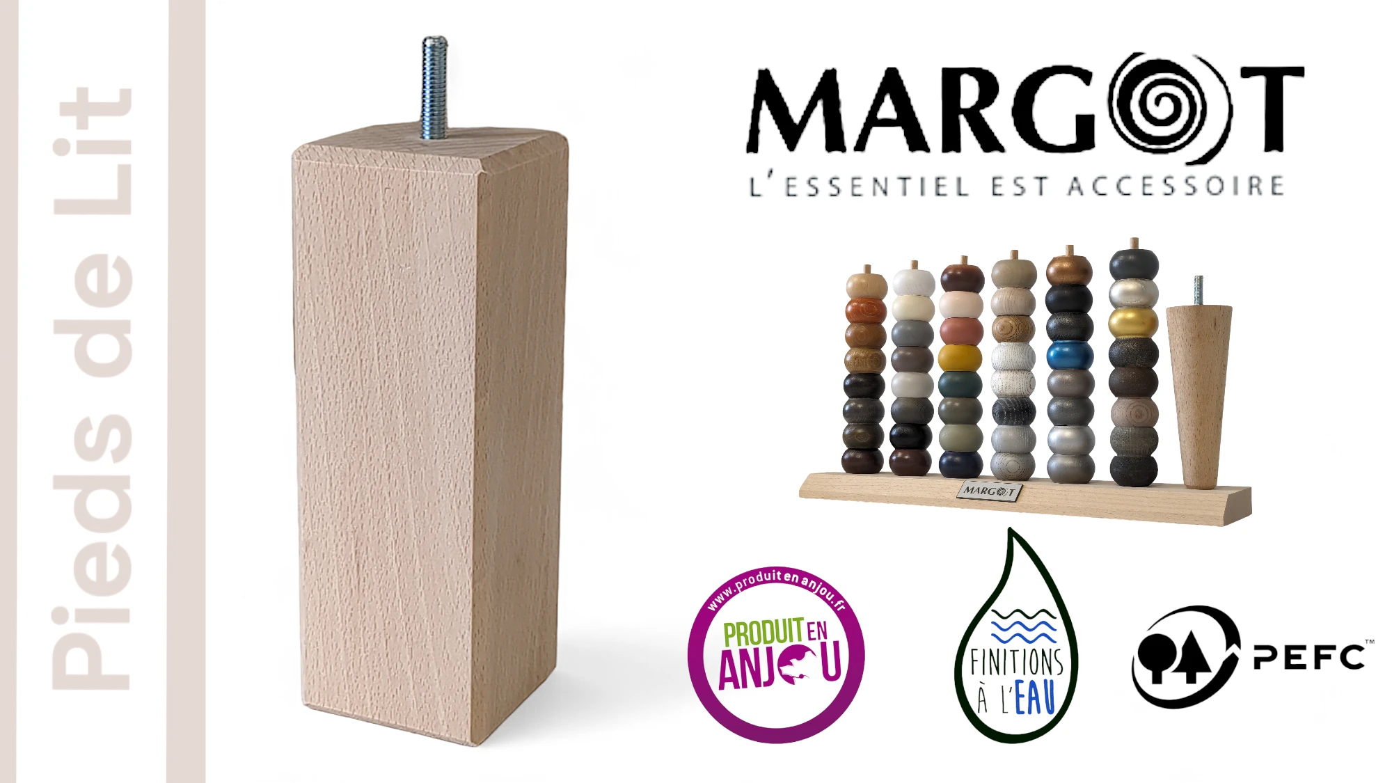 Pieds de lit carré en bois 17 cm – Image 5